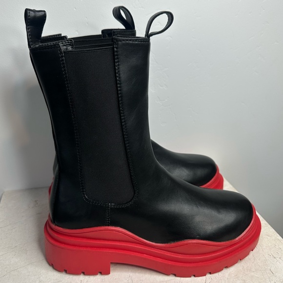 🆕 NWT Azalea Wang “Ghosted” Chunky Platform Boots – Black/Red Size 10 - Picture 2 of 12